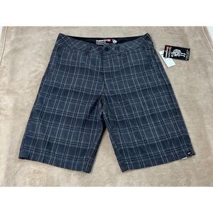 Quiksilver Amphibians Shorts Mens size 33 Gray Plaid Versatile Style NEW